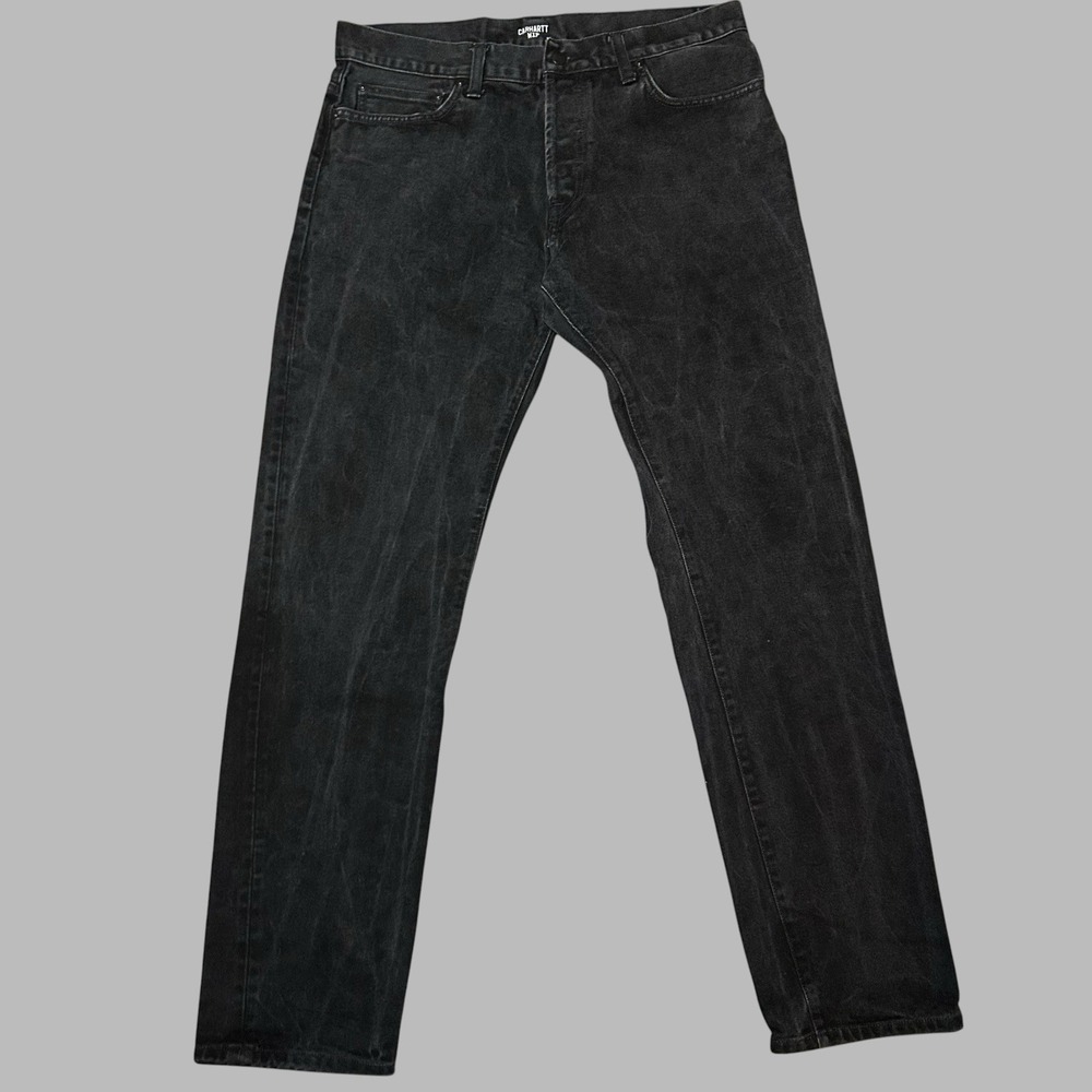 Carhartt Wip Klondike Men's 34x34 Black Denim Tapered Jeans Button Fly